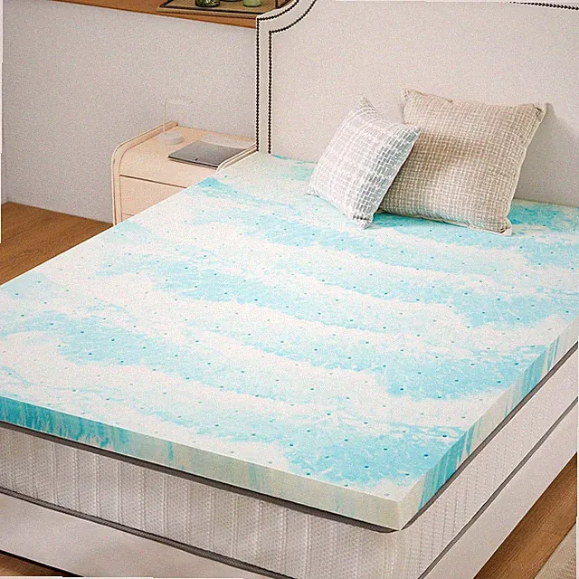 2 Inches Thick Mattress Topper Twin Size Quilted Cooling Mattress Pad Blue