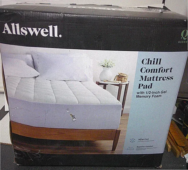 Allswell Washable 1/2" Gel Memory Foam Mattress Pad Queen Cooling Quilted Cover