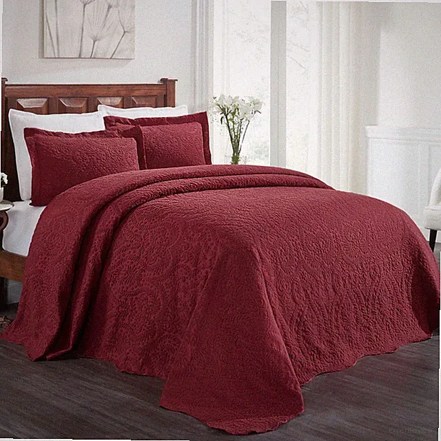 Aspen Cotton Blend Medium Weight Jacquard Woven Floral Bedspread and Sham Set
