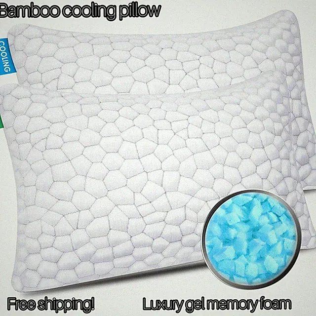 Bamboo Memory Foam Gel Cooling Pillows - Queen Size Set of Two