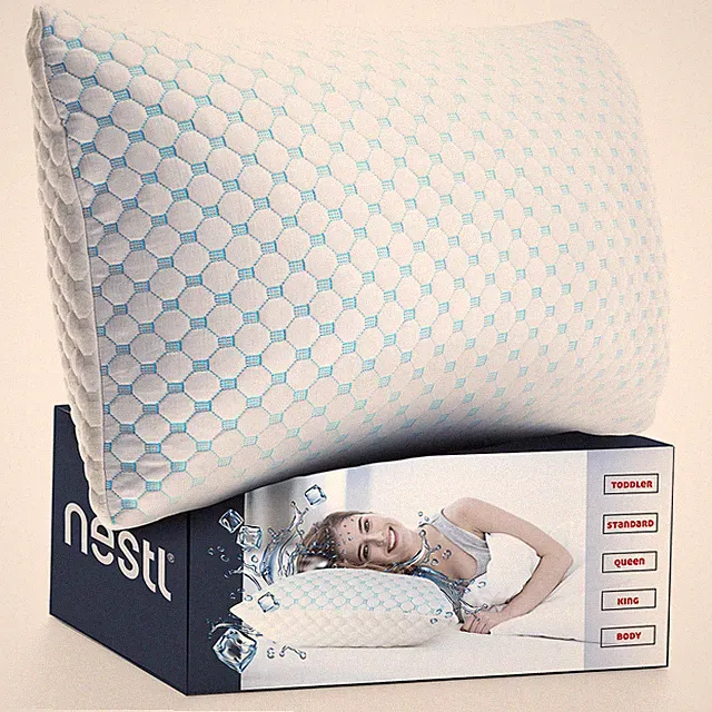 Memory Foam Cooling Pillow Heat and Moisture Reducing Ice Silk and Gel Infused