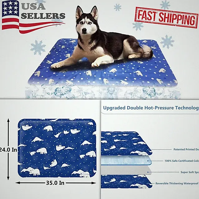 Pet Dog Cat Cooling Gel Mat Waterproof Pad Ice Cooler Blanket Washable Portable