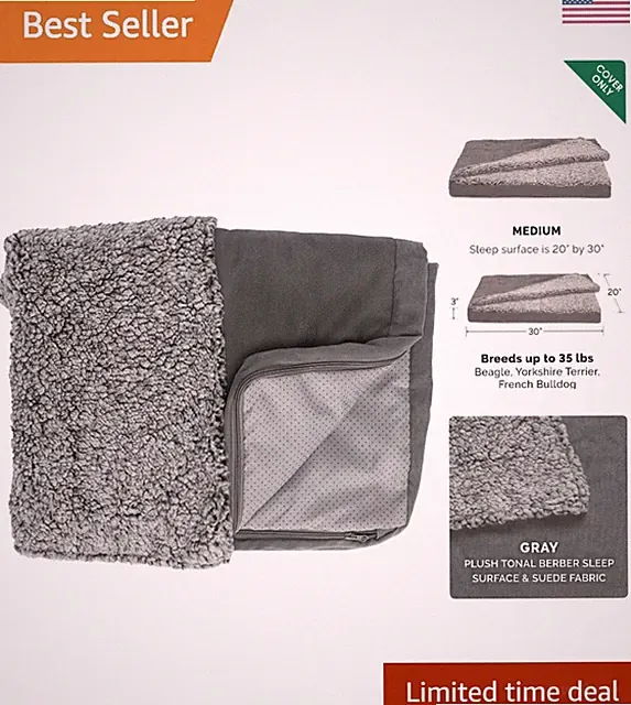 Replacement Dog Bed Cover Berber & Suede Blanket Top Mattress, Machine Washab...