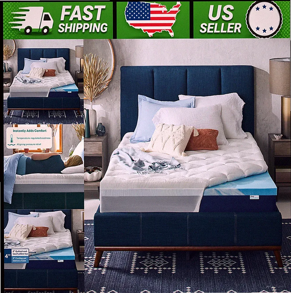 Sleep Innovations Cooling Gel Memory Foam Mattress Topper 4 Inch Full Size