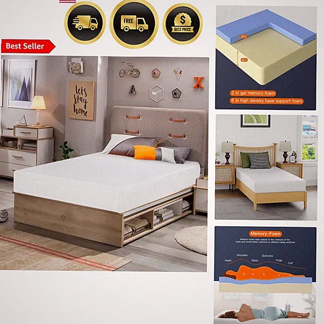 Twin Mattress Gel Foam Memory Mattress Ventilated Bed in a Box Queen