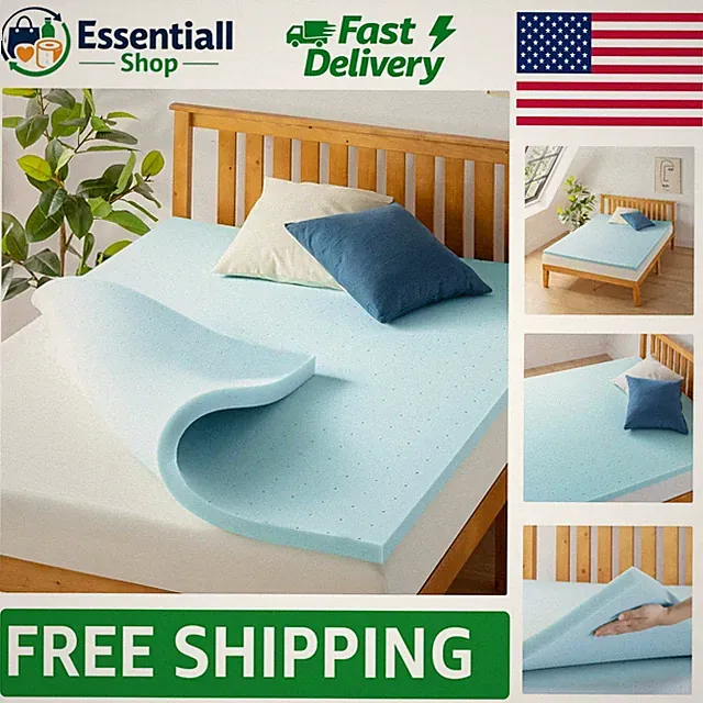 Twin Ventilated Memory Foam Topper with Cooling Gel Infusion - Plush Comfort